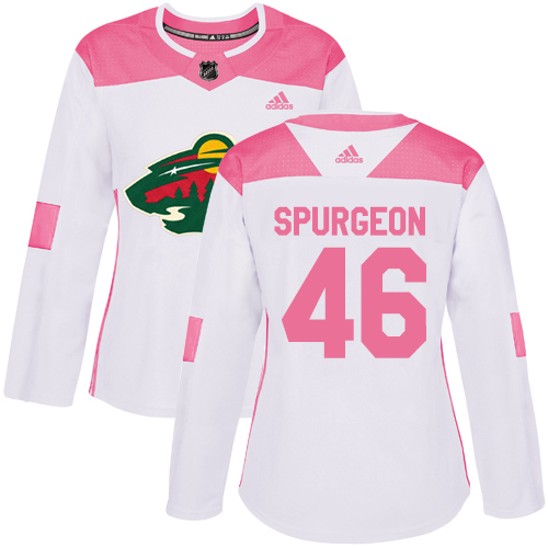 Adidas Wild #46 Jared Spurgeon White/Pink Authentic Fashion Women's Stitched NHL Jersey